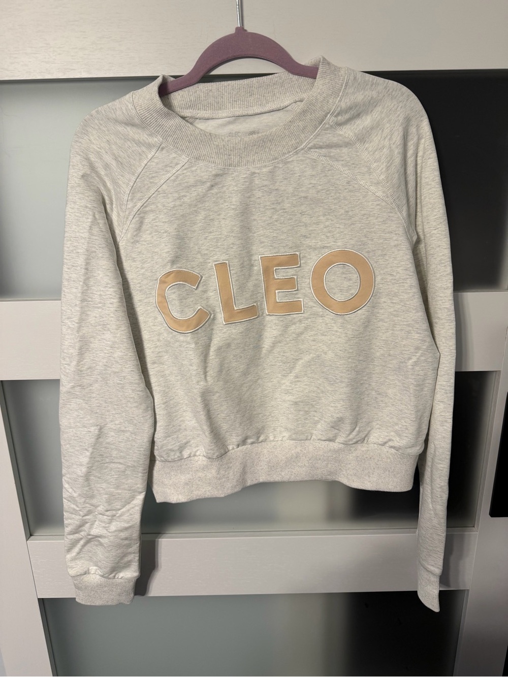 Cleo Harper Light Gray Crewneck Sweatshirt with Beige Logo